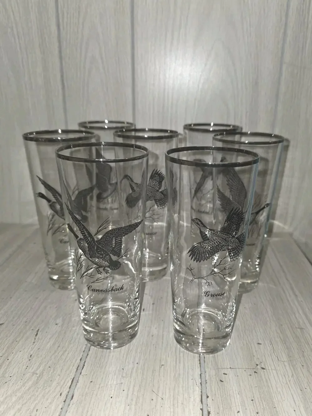 Vtg Federal Highball Glasses Canada Goose Game Birds Sportsman Barware Man Cave